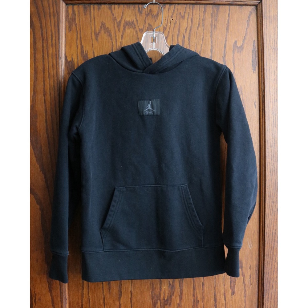 JORDAN Jumpman Flight Sweater Hoodie Kids Medium Black Faded Fleece Pullover